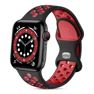 Silikonový řemínek TopQ Bubble pro Apple Watch 3-4-5-6-SE 38-40mm černo-červený 60370