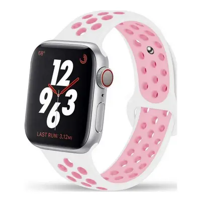 Silikonový řemínek TopQ Bubble pro Apple Watch 3-4-5-6-SE 42-44mm bílo-růžový 60335