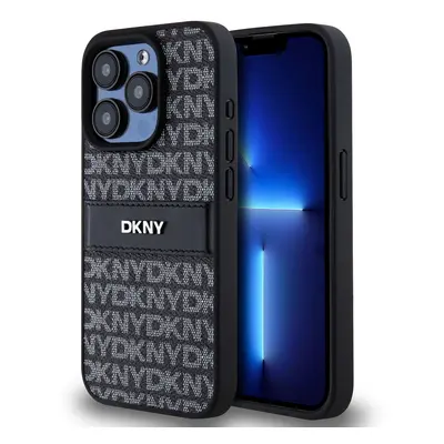 Zadní Kryt DKNY PU Leather Repeat Pattern Tonal Stripe na iPhone 15 Pro Max Black