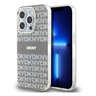 Zadní Kryt DKNY PC/TPU Repeat Pattern Tonal Stripe Magsafe na iPhone 14 Pro Max Beige