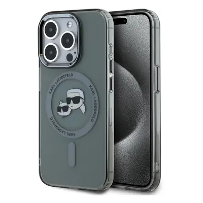 Zadní kryt Karl Lagerfeld IML K&CH Heads Metal Frame MagSafe pro iPhone 15 Pro Max Black