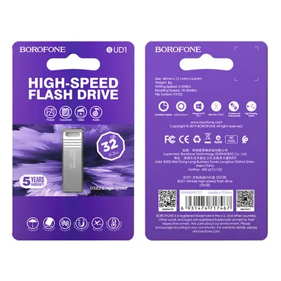 Flash disk Borofone BUD1 32GB stříbrný 108862