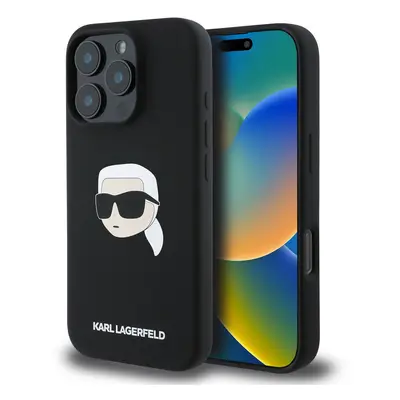 Zadní kryt Karl Lagerfeld Liquid Silicone Karl Head MagSafe pro iPhone 16 Pro Max Black