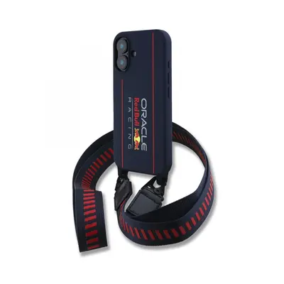 Zadní kryt Red Bull Silicone Vertical Logo MagSafe  + Crossbody Popruh pro iPhone 16 Navy