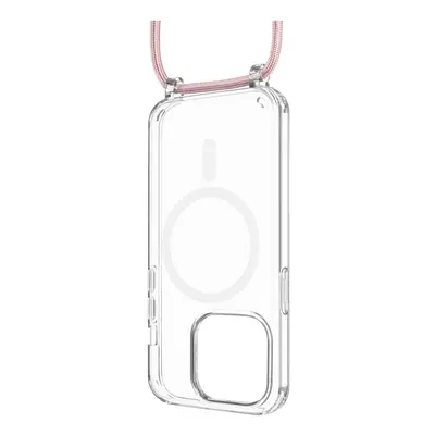 Pouzdro FIXED MagPure Neck s růžovou šňůrkou na krk pro Apple iPhone 16 Plus