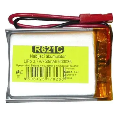 Baterie nabíjecí LiPo 3,7V/750mAh Hadex