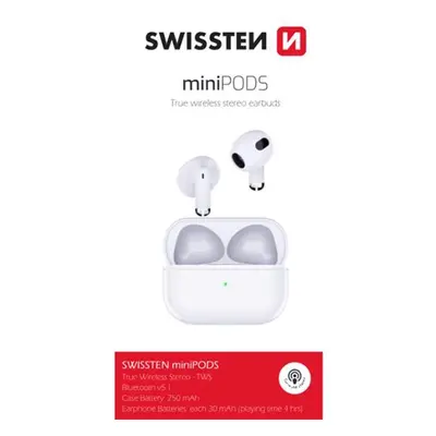 Sluchátka Bluetooth SWISSTEN MINIPODS WHITE