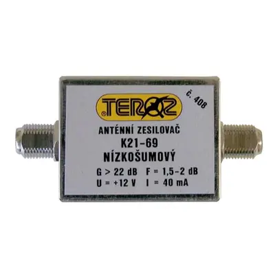 Anténní zesilovač TEROZ 408X, UHF, G22dB, F1,5dB, U99dBµV, F-F