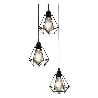 vidaXL Stropní lampa s diamantovým designem černá x žárovka E27