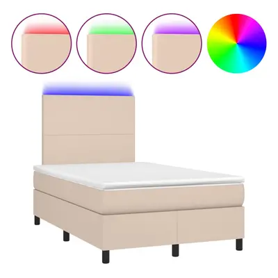 vidaXL Box spring postel matrace a LED cappuccino 120x190cm umÄ›lĂˇ kĹŻĹľe