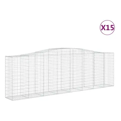 vidaXL Klenuté gabionové koše 15ks 400x50x120/140cm pozinkované železo