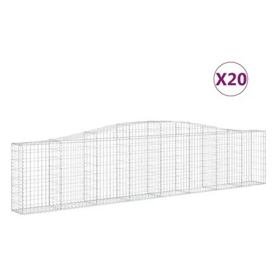 vidaXL Klenuté gabionové koše 20ks 400x30x80/100 cm pozinkované železo