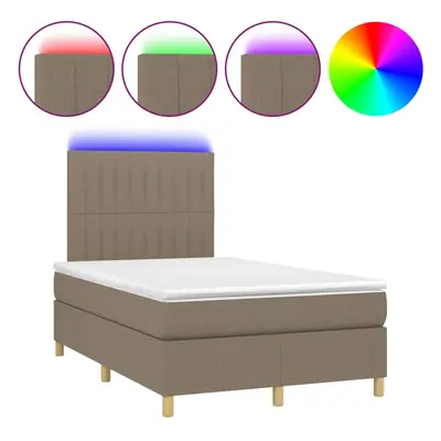 vidaXL Box spring postel s matrací a LED taupe textil