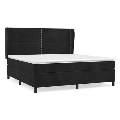 vidaXL Box spring postel s matrací černá 180x200 cm samet