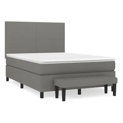 vidaXL Box spring postel s matrací tmavě šedý textil