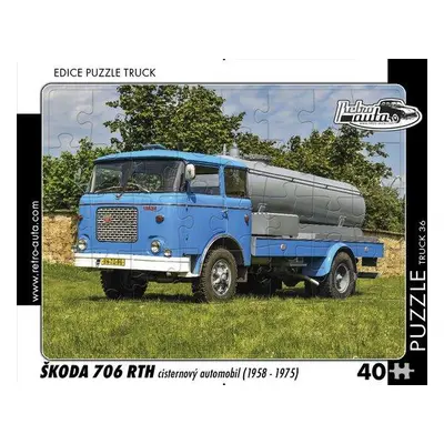 RETRO-AUTA Puzzle TRUCK č.36 Škoda 706 RTH cisternový automobil (1958 - 1975) 40 dílků