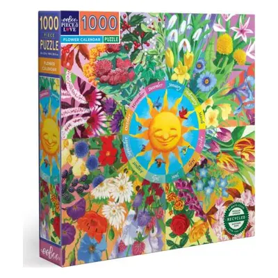 EEBOO Čtvercové puzzle Květinový kalendář 1000 dílků