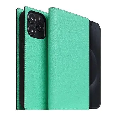 SLG Design puzdro D8 Neon Full Grain Leather Diary pre iPhone 15 Pro Max - Teal