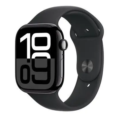 Apple Watch Series 10 GPS + Cellular 42mm Jet Black Aluminium Case with Black Sport Band - S/M (