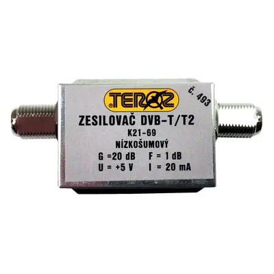 anténní zesilovač DVB-T / DVB-T2 20dB TEROZ č.493 F (k set top boxu +5V)