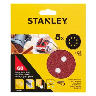 STA32027 STANLEY BRUSNÉ PAPÍRY PRO EXCENTRICKOU BRUSKU 125MM, P60, 5 KS