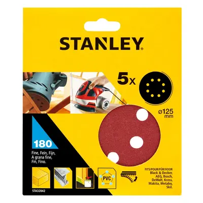 STA32042 STANLEY BRUSNÉ PAPÍRY PRO EXCENTRICKOU BRUSKU 125MM, P180, 5 KS