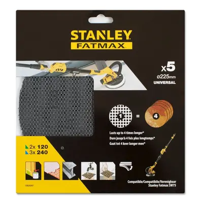 STA39297 STANLEY 5DÍLNÁ SADA BRUSNÝCH KOTOUČŮ PRO BRUSKU NA SÁDROKARTON Ø225 MM