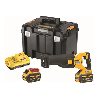 DCS389T2 DEWALT 54V XR AKU FLEXVOLT BEZUHLÍKOVÁ MEČOVÁ PILA, 2 X BATERIE 6,0 AH, NABÍJEČKA, KUFR