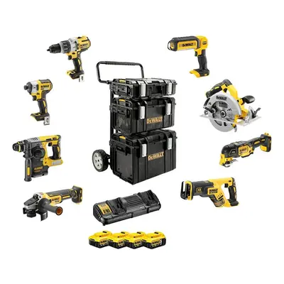 DCK853P4 DeWALT KOMBO SADA 8KS AKU NÁŘADÍ 18VOLT, 4 X 5,0 AH BATERIE XR LI-ION, DUAL NABÍJEČKA, 