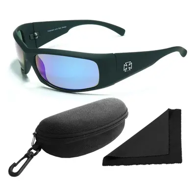 Brýle sluneční Polarized 77 - obroučky černé / skla modrá zrcadlová / polarizační skla / pouzdro