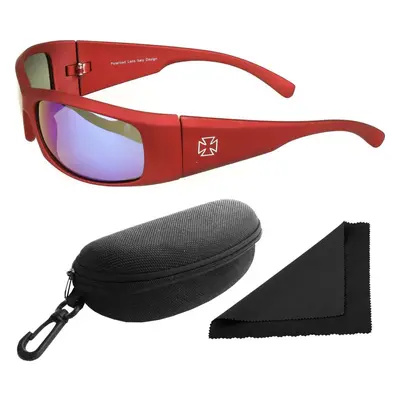 Brýle sluneční Polarized 77 - obroučky červené / skla modrá zrcadlová / polarizační skla / pouzd