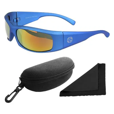 Brýle sluneční Polarized 77 - obroučky modré / skla červeno-zlatá zrcadlová / polarizační skla /