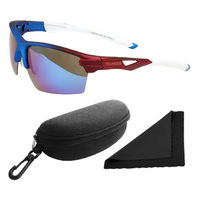 Brýle sluneční Polarized 255 - obroučky modré / skla modrá zrcadlová / polarizační skla / pouzdr