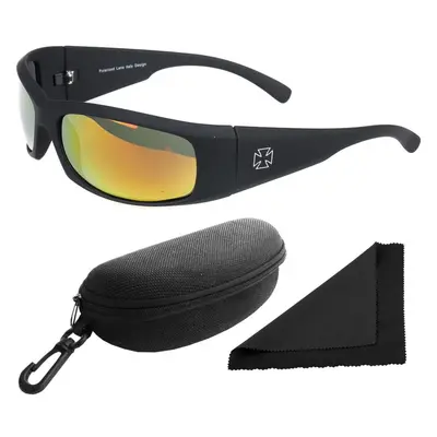 Brýle sluneční Polarized 77 - obroučky černé / skla červeno-zlatá zrcadlová / polarizační skla /