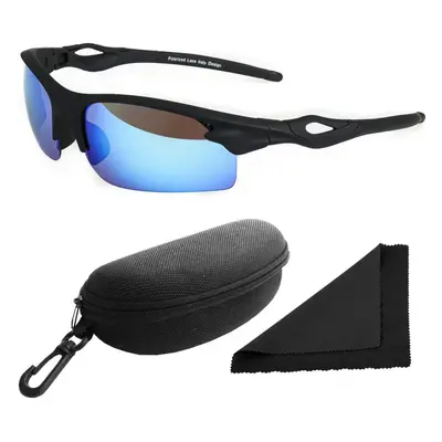 Brýle sluneční Polarized 174 - obroučky černé / skla modrá zrcadlová / polarizační skla / pouzdr