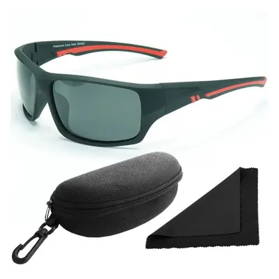 Brýle sluneční Polarized 247 - obroučky černé-červené / skla tmavá / polarizační skla / pouzdro 