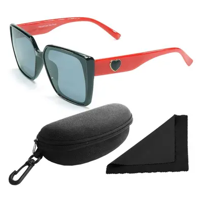 Brýle sluneční Polarized 268 - obroučky černé-červené / skla tmavá / polarizační skla / pouzdro 