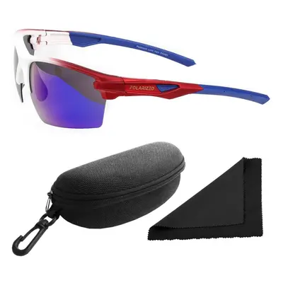 Brýle sluneční Polarized 255 - obroučky bílé / skla modrá zrcadlová / polarizační skla / pouzdro