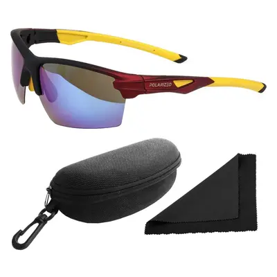 Brýle sluneční Polarized 255 - obroučky černé / skla modrá zrcadlová / polarizační skla / pouzdr