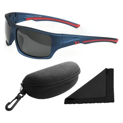 Brýle sluneční Polarized 247 - obroučky modré-červené / skla tmavá / polarizační skla / pouzdro 