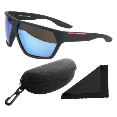 Brýle sluneční Polarized 261 - obroučky černé / skla modrá zrcadlová / polarizační skla / pouzdr