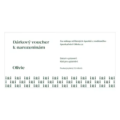 Olivie Elektronický dárkový poukaz K NAROZENINÁM Hodnota: 2000 Kč