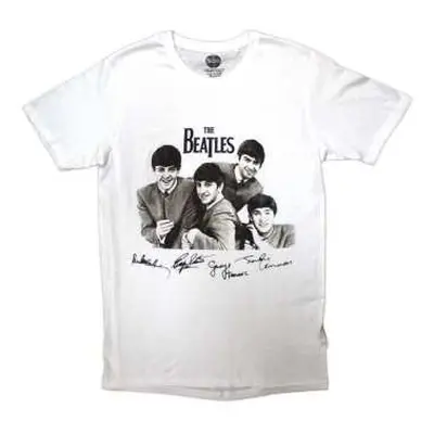 The Beatles Unisex T-shirt: Mop Tops & Signatures (small) S