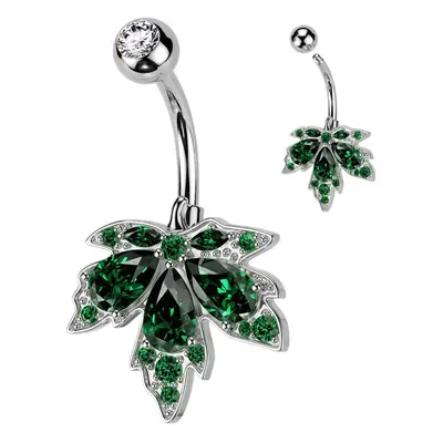 Piercing do pupíku - javorový list zelený