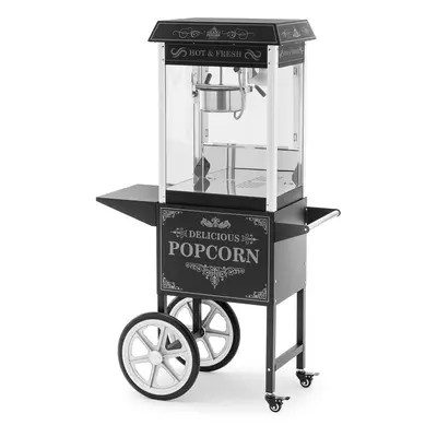 Popcornovač s vozíkem 1600 W 5 kg/h retro design 195 / 235 °C černý - Stroje na popcorn Royal Ca