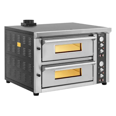 Elektrická pec na pizzu 4+4 x 33 cm 2 komory 8 400 W 400 V šamot - Pece na pizzu Royal Catering