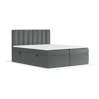 Tmavě šedá boxspring postel s úložným prostorem 140x200 cm Novento – Maison de Rêve