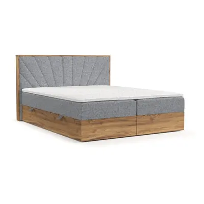 Boxspring postel s úložným prostorem v šedo-přírodní barvě 160x200 cm Asahi – Maison de Rêve