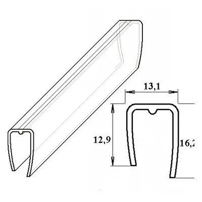 Lanit Plast Ukončovací U-profil čirá, 2100 mm, polykarbonát 16 mm