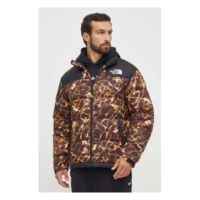 Péřová bunda The North Face Lhotse Jacket pánská, hnědá barva, zimní, oversize, NF0A3Y23OS31